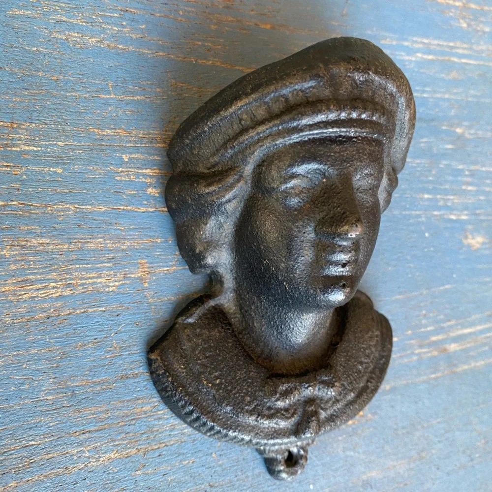 Unique Black Cast Iron Wall Hanging Match Holder Hook Numbered